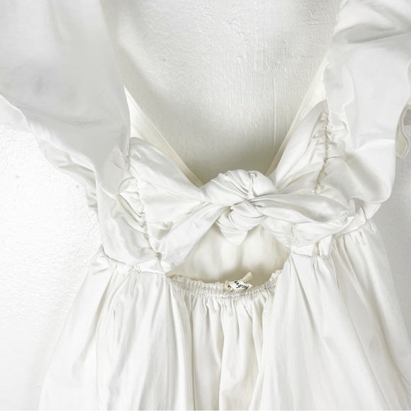 FOR LOVE & LEMONS Clementine White Back Tie Side Pockets Mini Dress, Size Small - Picture 11 of 12